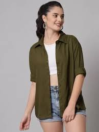 Women Boxy Fit Solid Casual Shirt